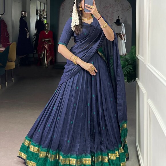 CHANDERI COTTON LEHENGA CHOLI - Picture 9 of 15